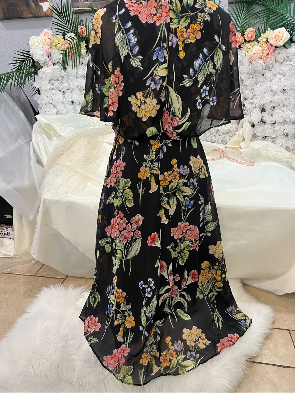 NY Collection Black Floral Maxi Dress with Multicolor Blooms